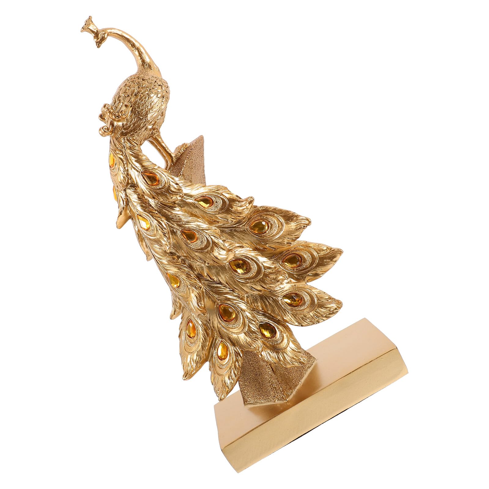 Statue de paon en résine or pour décoration paysagère de jardin et maison