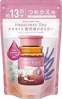アーユルタイム ハピネスデイ バスソルト カモミール&クラリセージの香り つめかえ用 520g(約13回分) 天然精油