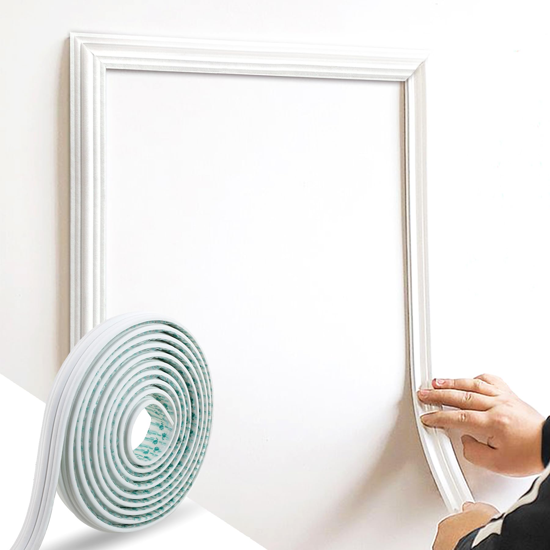 Trimold 3m x 3.8cm Lightweight Peel and Stick Chair Rail Molding, Flexible Accent Wall Trim for Home Decoration & Protection