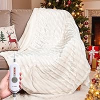 WOOMER Faux Fur Electric Heated Throw Blanket 50x60 - 4 Heat Levels 86-113°F, 4Hr Auto-Off, Machine Washable, ETL Certified Overheat Protection