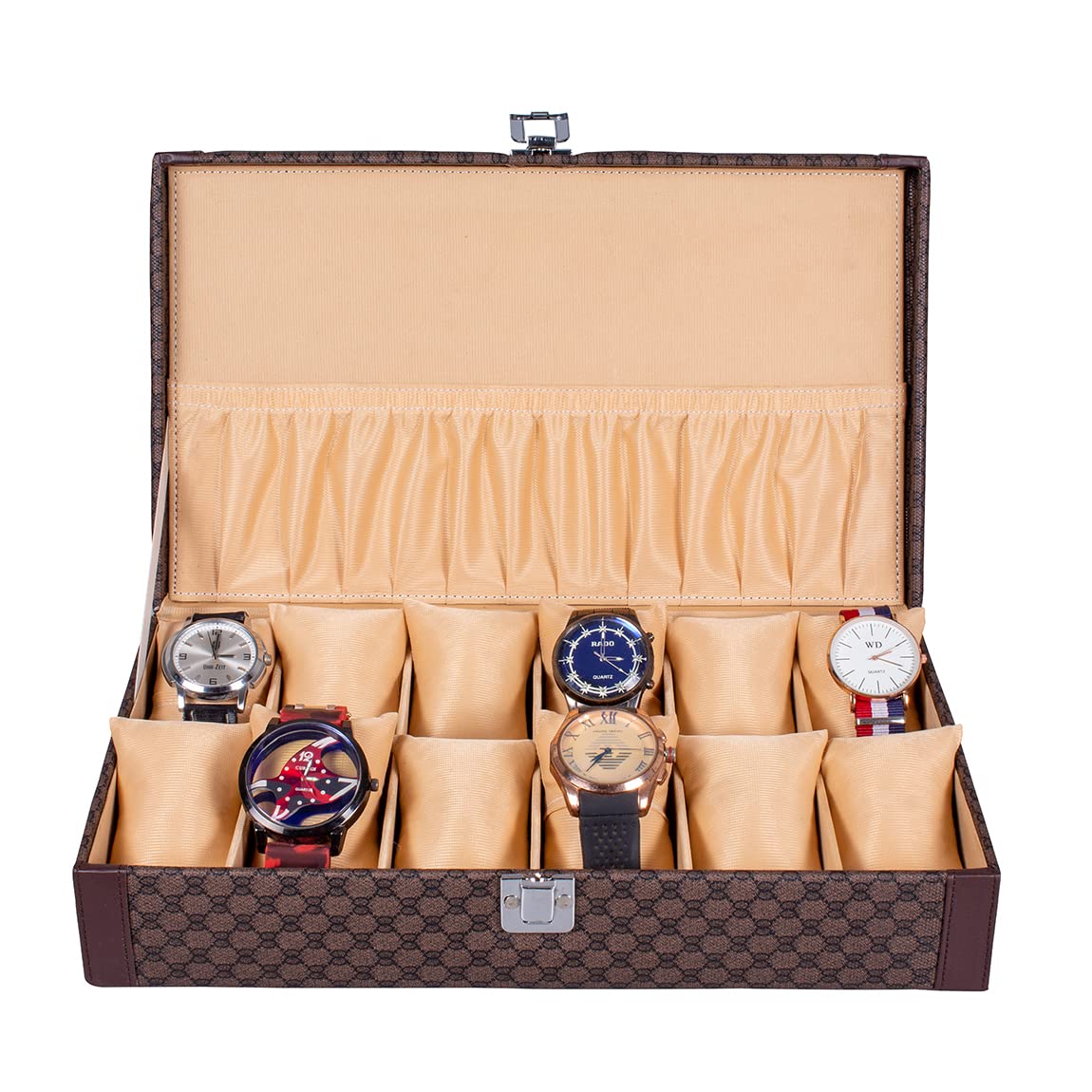 Red Velvet Unisex Faux Leather Wrist Watch Box Case organizer For12 slots(Brown) (B08YWP4SL9) Amazon Price History, Amazon Price Tracker