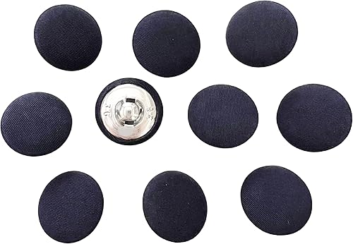 Vista 73 de PEPPERLONELY 10 piezas de tela de 0.394 in cubierta con botones redondos de vástago de metal, azul marino