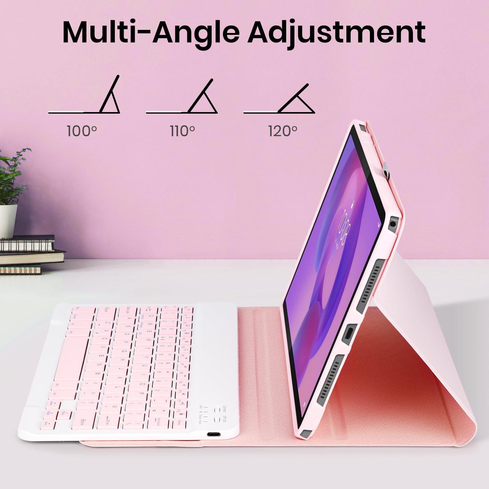Funda Teclado para Lenovo Idea Tab 2025 11 Pulgadas(TB336FU/TB336ZU),Soporte para Lápiz y Teclado Recargable, [Español] Magnético Desmontable BluetoothTeclado para tablet lenovo idea 11 (Rosa)