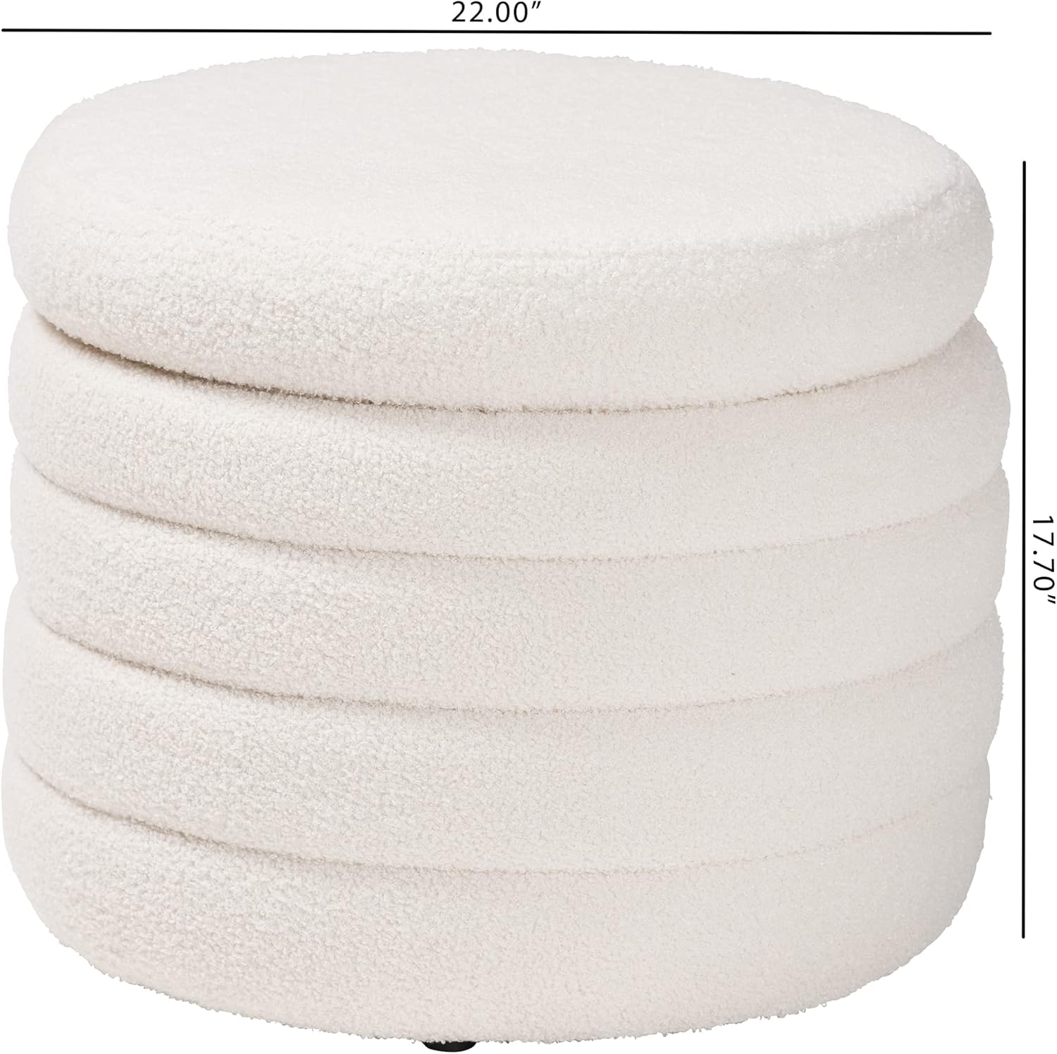 Baxton Studio Tabitha Modern and Contemporary Ivory Boucle Upholstered Storage Ottoman