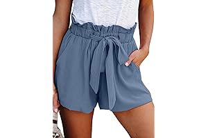 Women's Casual Summer 2024 Ruffle Belted Elastic Waist Cute Shorts with Pockets