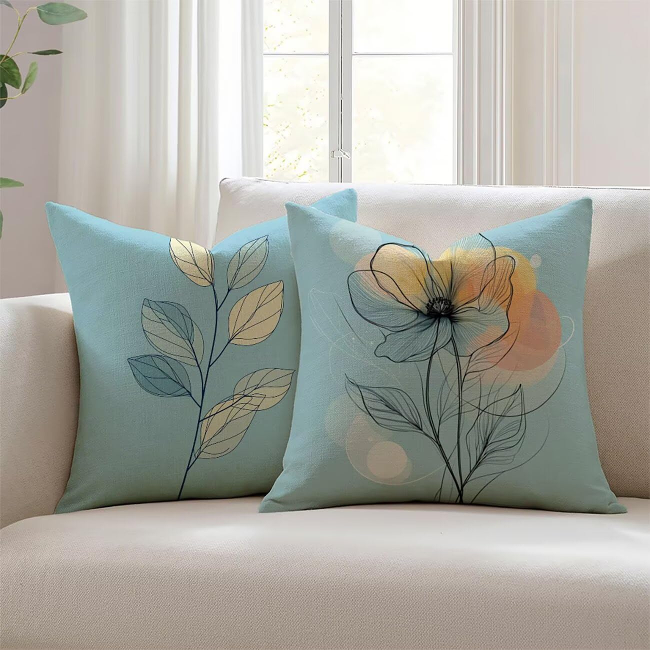 Housse de coussin 60x60cm fleur lin protégez vos coussins dehors
