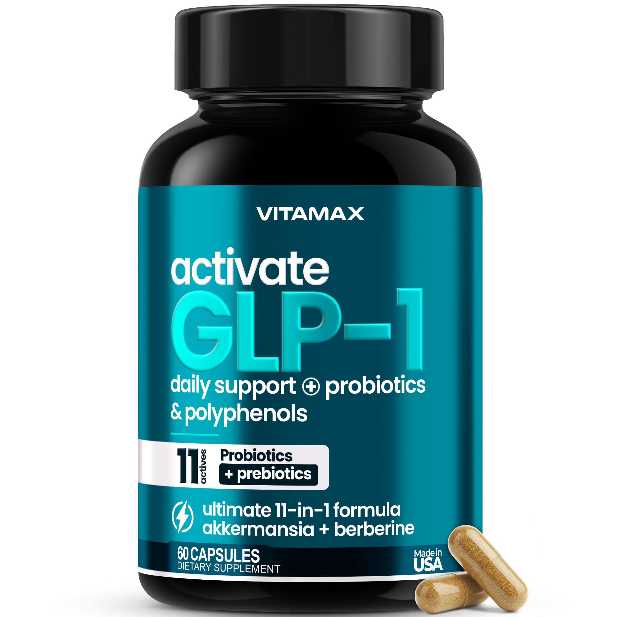 GLP-1 Support Supplement for Weight Management & Appetite Control for Men & Women – With Akkermansia, Berberine, Inulin, EGCG, Probiotics & Polyphenols for Gut Health, Digestion, Hunger & Cravings : Health