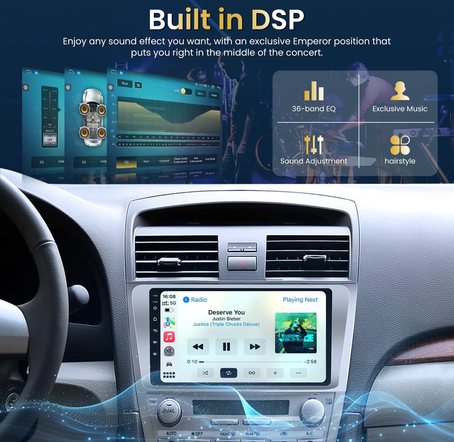 8-Core 5GWiFi Car Radio for Toyota Camry 2007 2008 2009 2010 2011 Upgrade 9" 1280x800 Touch Screen Stereo, Android 13 Head Unit, Wireless Carplay, Android Auto, GPS FM/EQ Bluetooth SWC Backup Camera