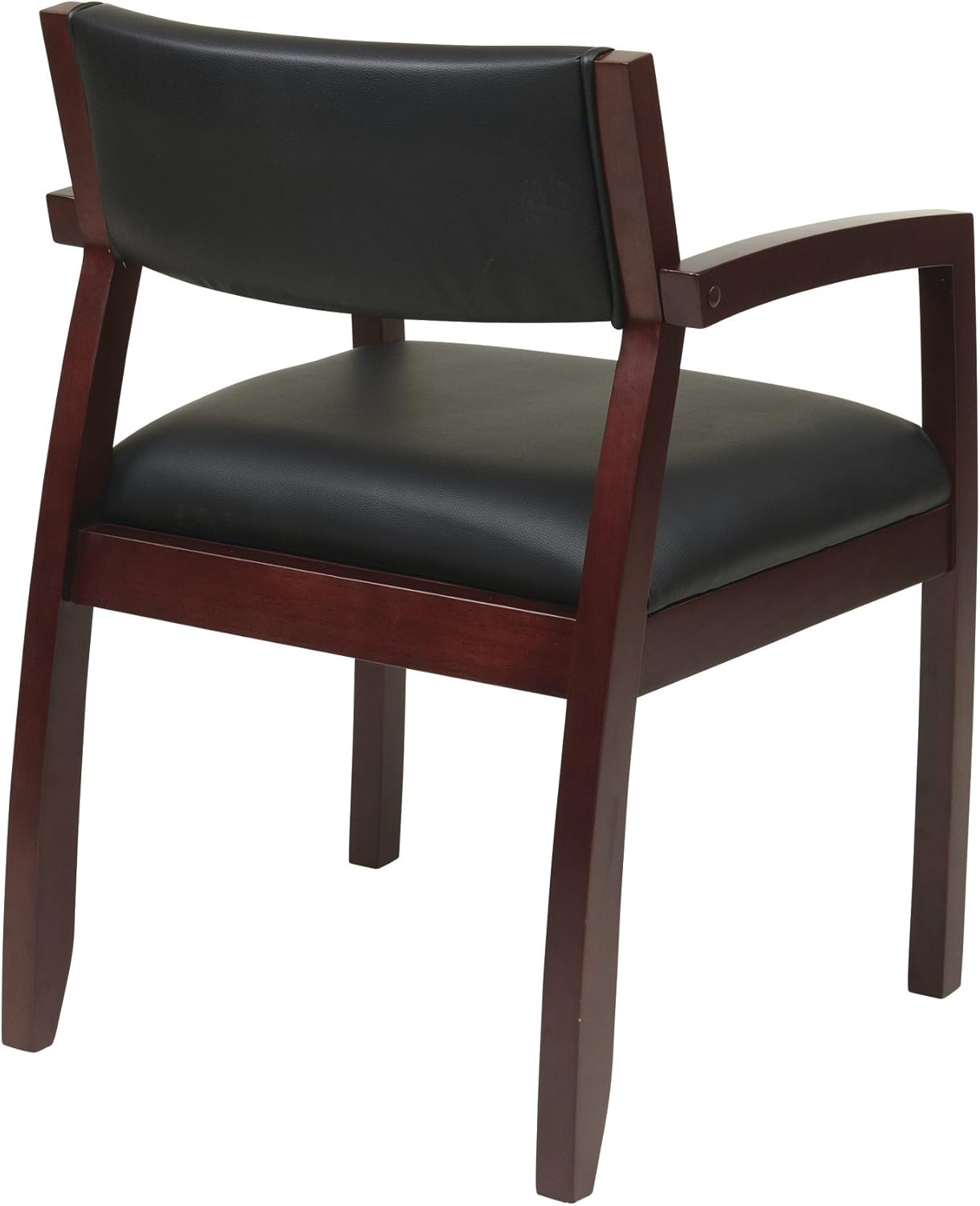 Office Star NAP95MAH-EC3 Napa Black Bonded Leather Seat and Back Guest Chair, Mahogany