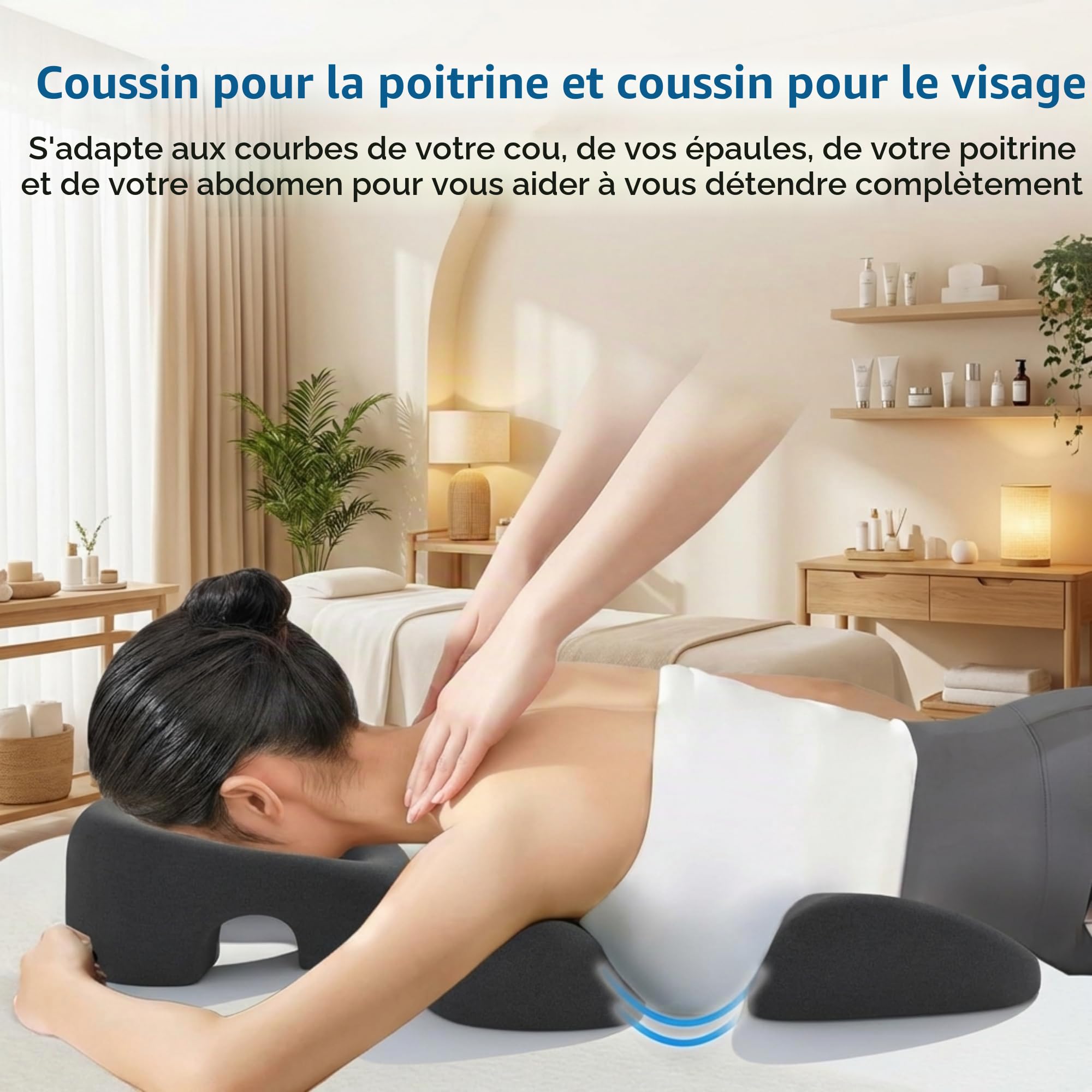 Coussin Massage Visage avec Trou Respirant, Appui Tête pour Table de Massage Lit,Coussin de Soutien de la Poitrine, Coussin de Poitrine pour Table de Massage, Coussin en Mousse À Mémoire pour Spa (A)