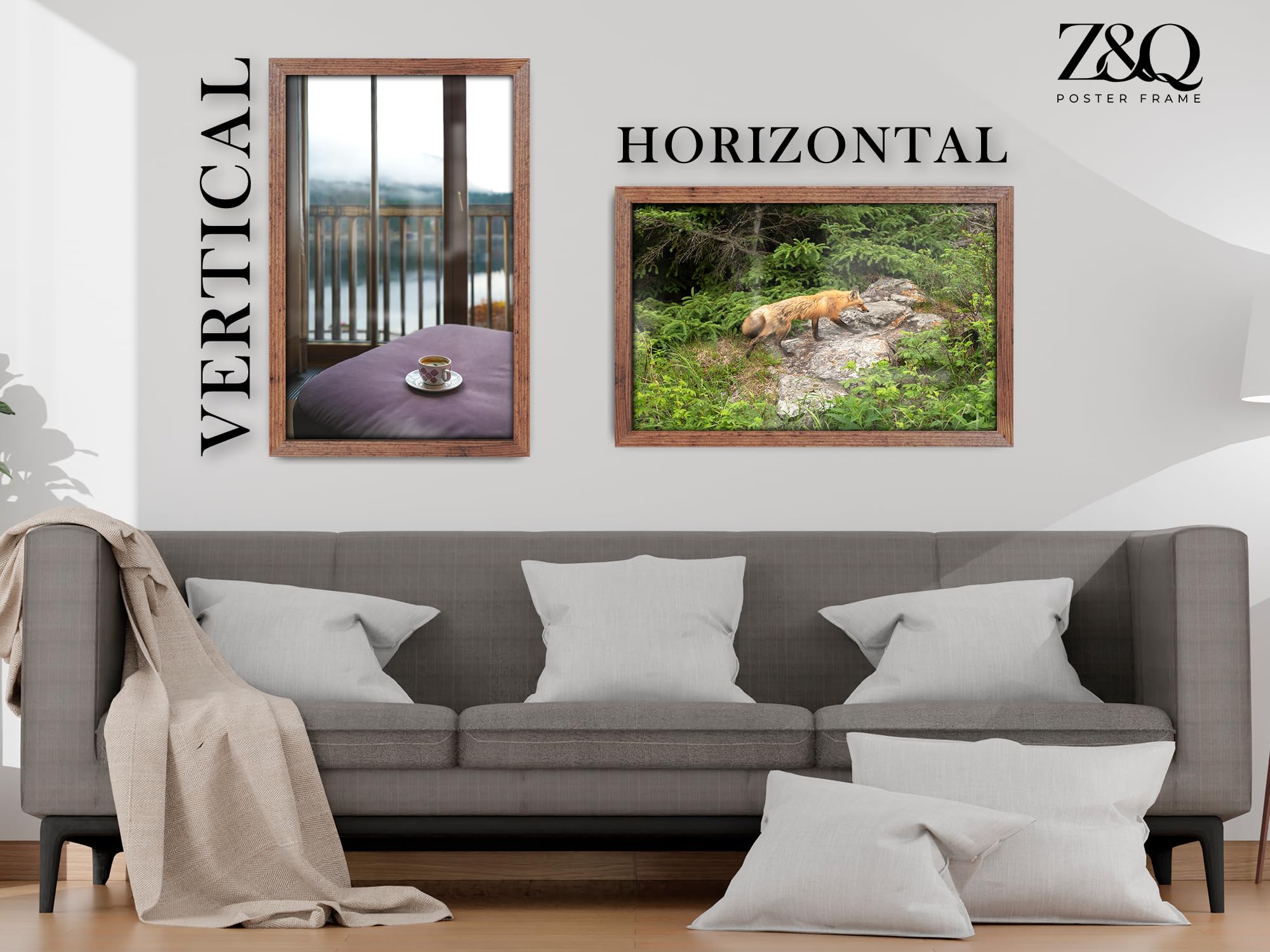 Z&Q Wall Mounted Poster Picture Frame Pink 45 X 32 Cm Display Painting Photo Print With HD Clear Perspex Both Ways Hanging Hooks MDF Wood 30x15mm - View #12