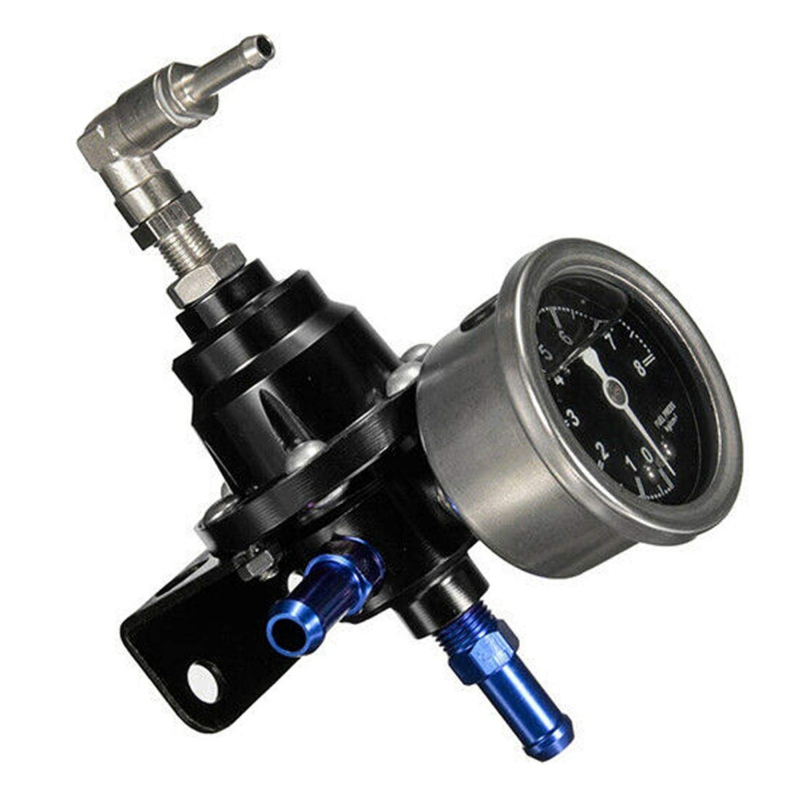 rRégulateur de Pression de Carburant Réglable en Alliage d'Aluminium, Véhicule de voiture Régulateur de pression de carburant réglable, Universel FPR avec Jauge de Pression de Carburant(Noir)
