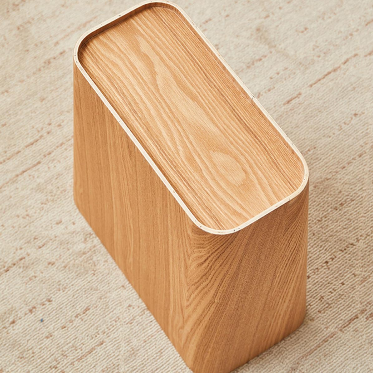 BETOOKY Küchenabfalleimer aus Holz, schmaler rechteckiger Abfallkorb ohne Deckel, geeignet für Badezimmer und Schlafzimmer, sicher und leicht