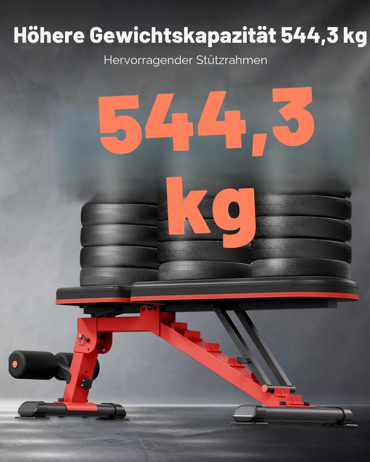 VEVOR Hantelbank Hantelbankpresse (544 kg belastbar) für Ganzkörpertraining, verstellbare Sit-up-Bank für Krafttraining im Heim-Fitnessstudio, Flachbank mit Schnellklapp- und Schnellverstellung