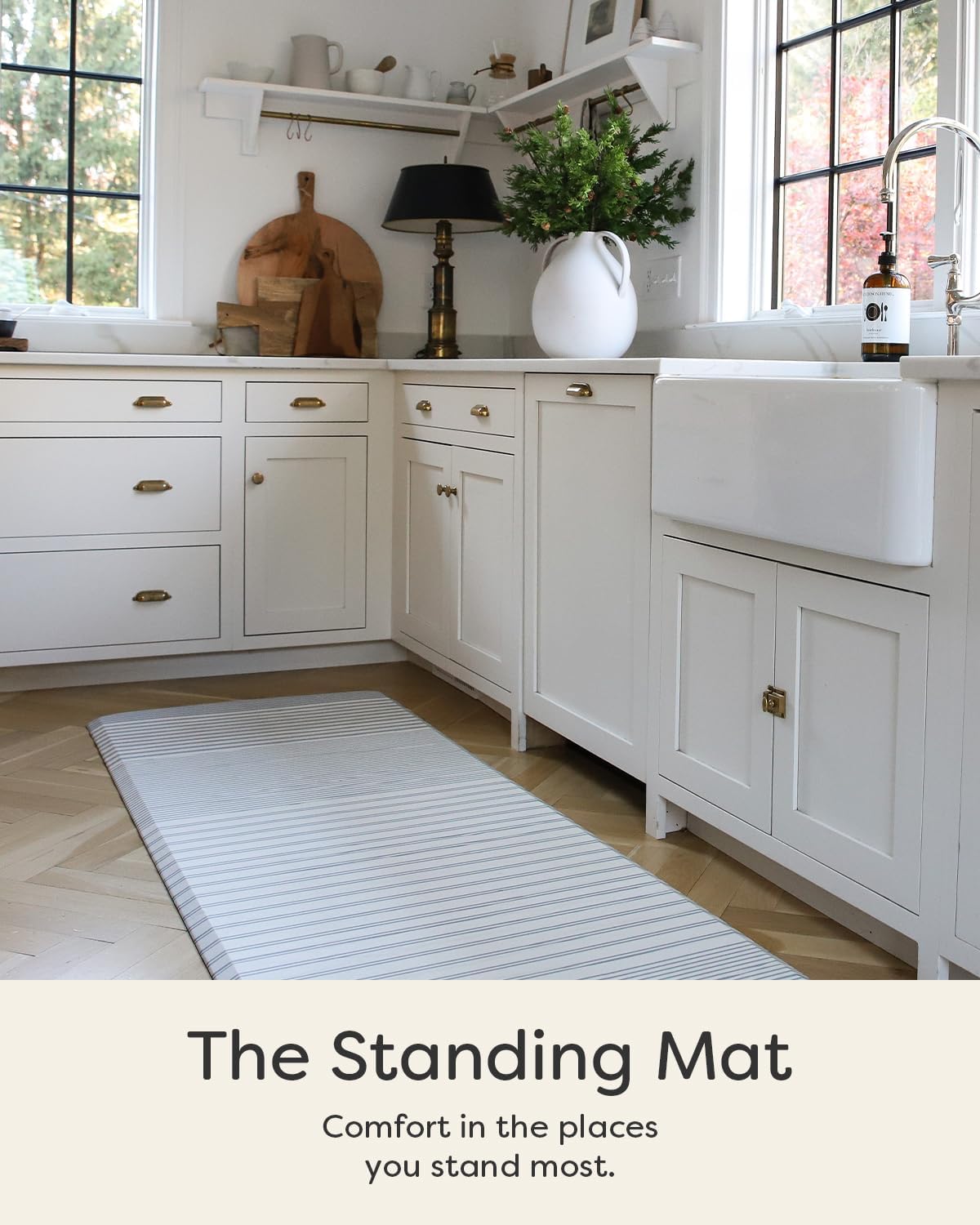 House of Noa Nama Standing Mat – Anti-Fatigue Cushioned Kitchen Mats for Floor | Ergonomic Bounce-Back Foam Kitchen Mats | Anti-Fatigue Mats for Kitchen & Standing | Coastal Nantucket | 22" x 72"