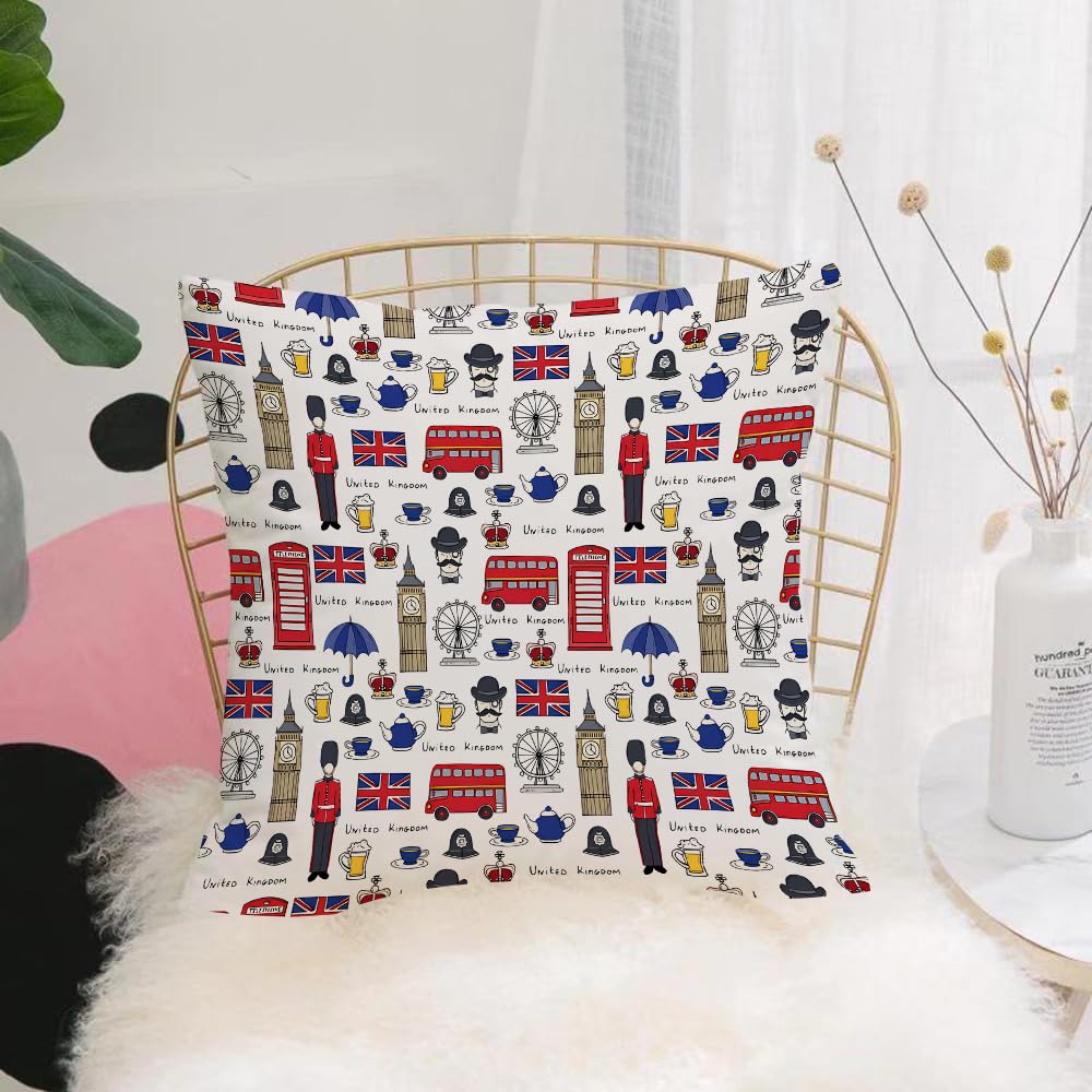Hyosxw Pattern On The Theme Of United Kingdom. Patt - A8 Cushion Cover,Throw Pillow Case Home Decorative For Living Room Bedroom Sofa Chair 18X18 Inch,Pattern On The Theme Of United Kingdom. Pattern With Isolated Symbols Of United,Pillowcase 45X45cm