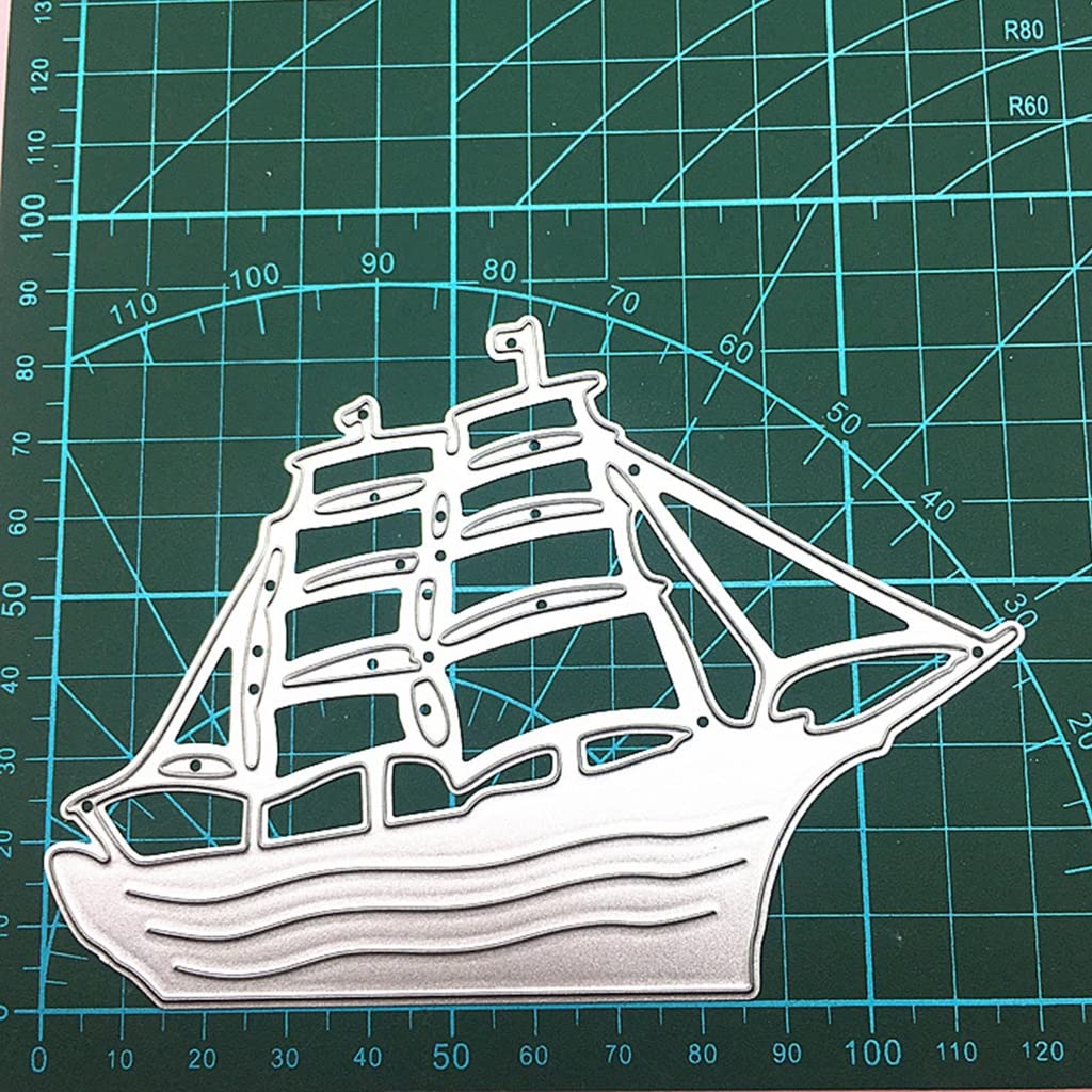 Fustelle in metallo a forma di nave marittima, a forma di nuvole, stencil per goffratura, per realizzare biglietti, scrapbooking, fai da te