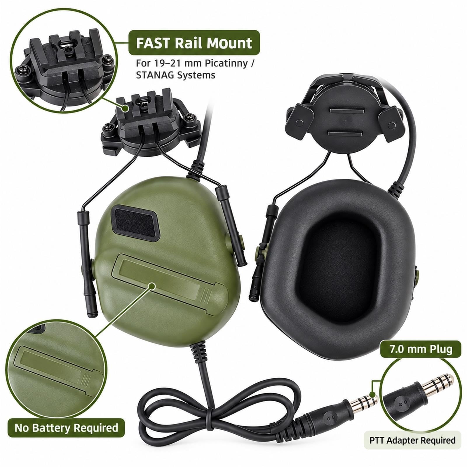 Casco Tattico FAST con Cuffie e Maschera Mezza Faccia Estesa