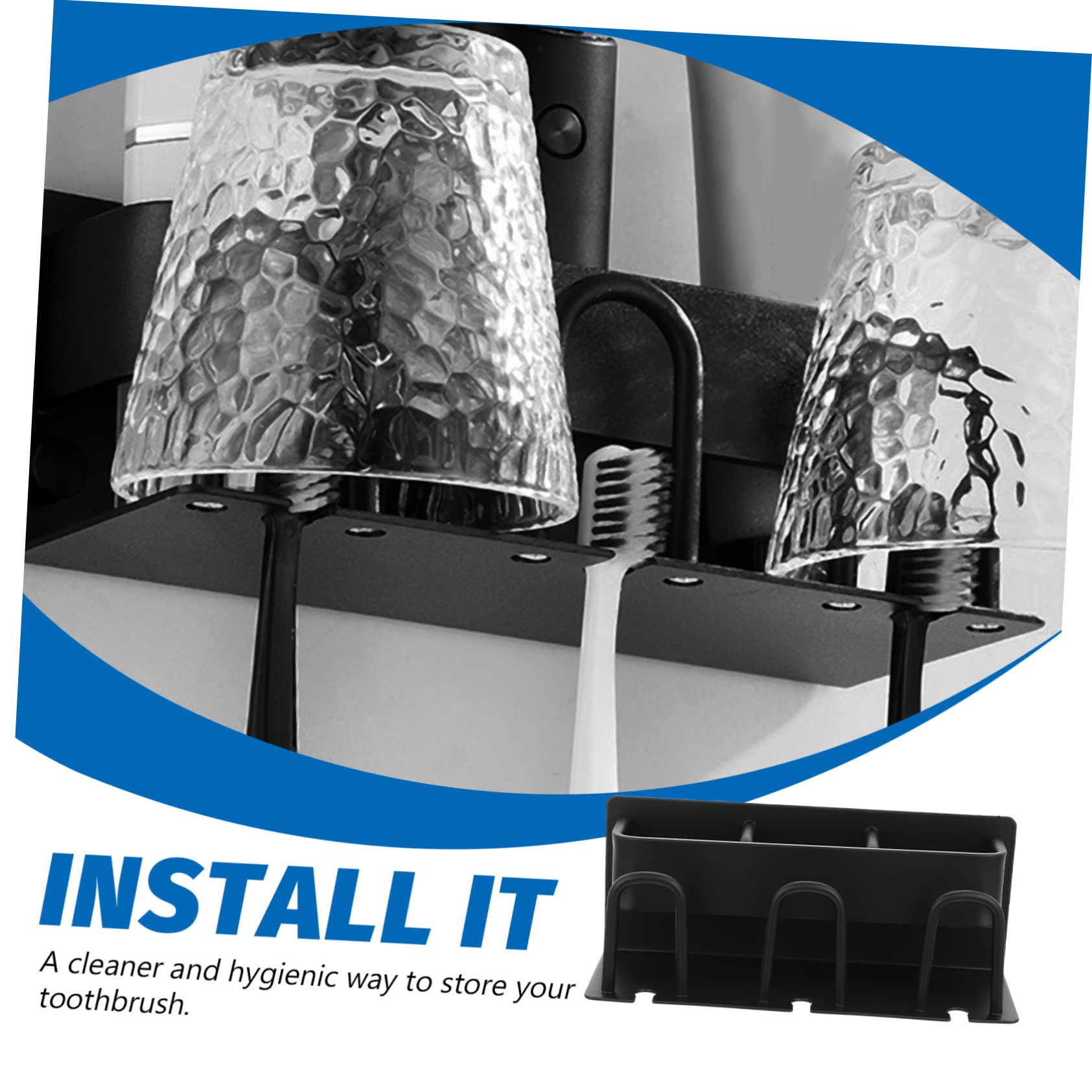 Hohopeti Porta Spazzolino da Denti Drenaggio Integrato da Parete in Alluminio Nero per Asciugare Naturalmente Spazzolini e Bicchieri, per Bagno e Cucina