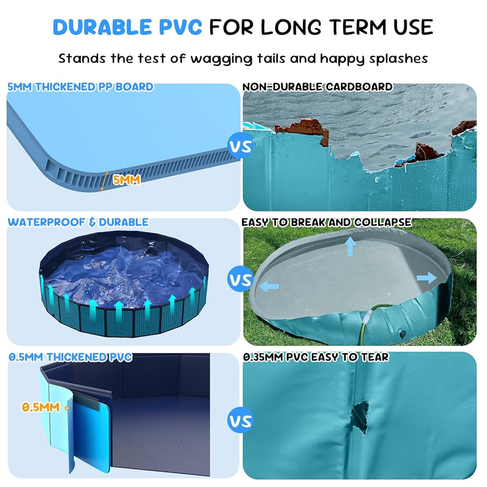 Kiddy Pool COMMOUDS 97Inch Extra Large Foldable Collapsible Hard