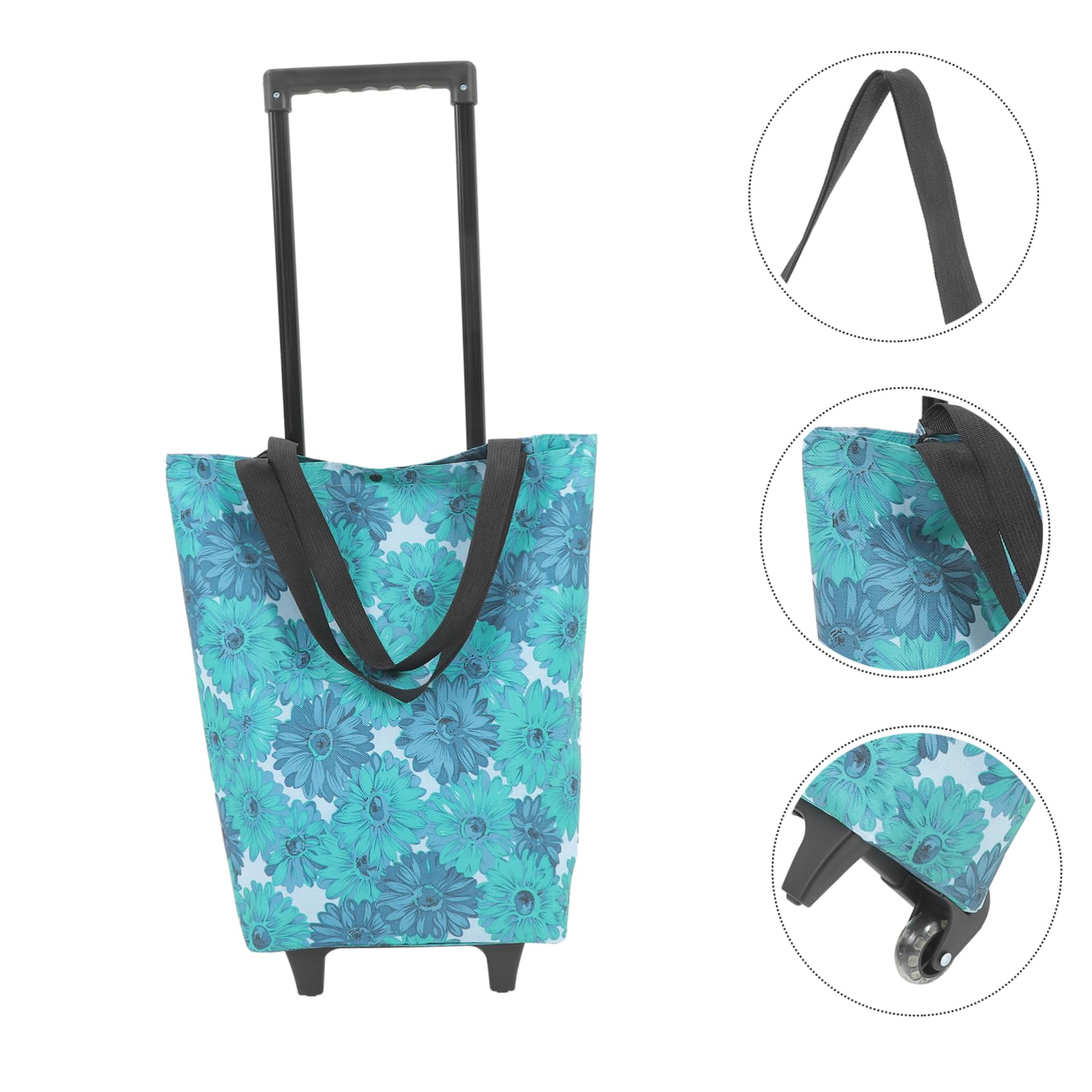 Ciieeo Einkaufstasche Tragbare mit Rädern Faltbare bis 21kg Kapazität aus Canvas und ABS Leichter Handwagen für Einkaufen und Reisen