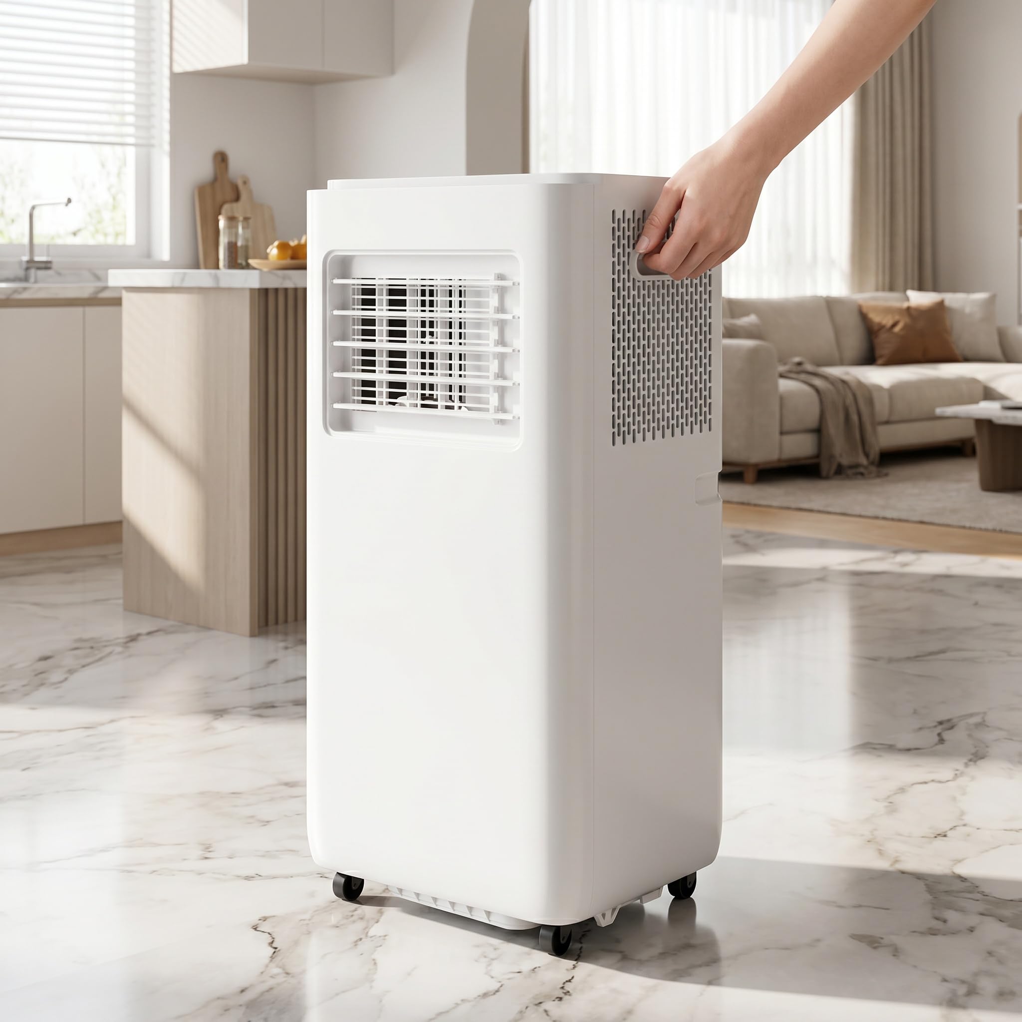 Przenośny klimatyzator 14000BTU z zestawem instalacyjnym, niskoenergetyczny, 2 prędkości, timer 24 h, cyfrowy wyświetlacz do domu, dużego pokoju