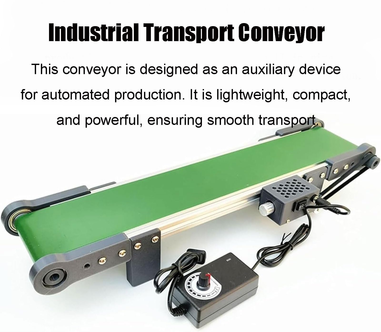 Mini tavola elettrica a nastro trasportatore, velocità regolabile 3 pollici/s, direzione avanti e indietro, efficiente attrezzatura per la movimentazione dei materiali (70 x 10 cm) per un facile