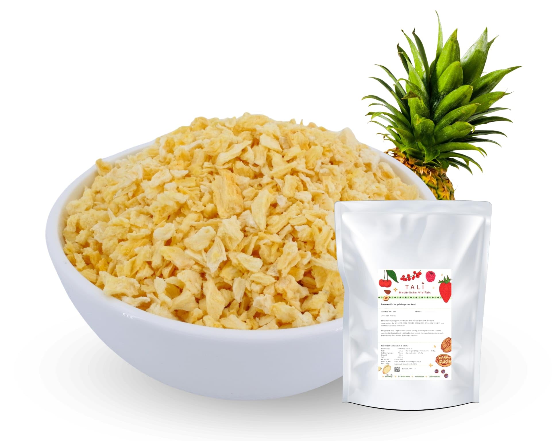 TALI Ananasstücke gefriergetrocknet 1 kg | Größe: 2-10 mm