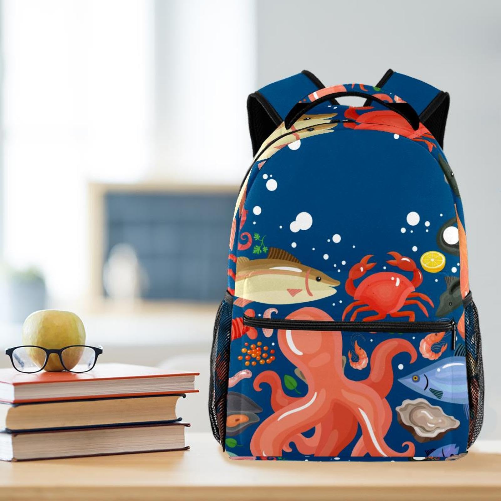 Zaino scolastico per uomini e donne, blu marino, borsa da viaggio per computer portatile, zaino leggero per università, zaino casual per libri