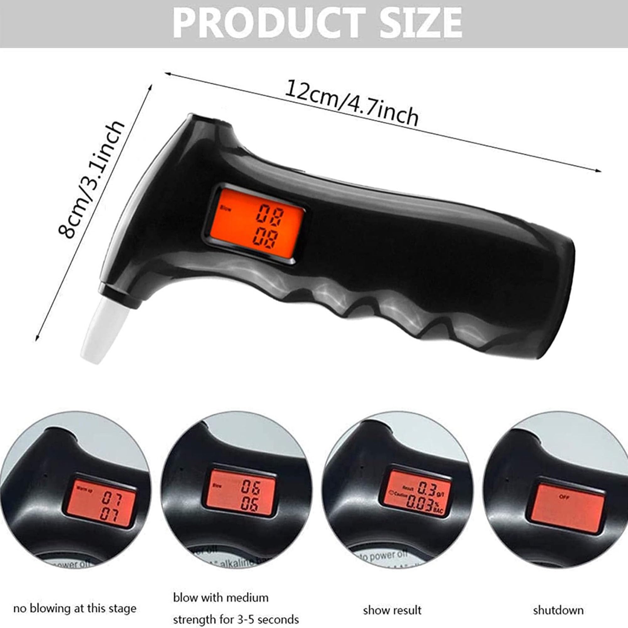 WYFCR Analizador de respiración, Desconexión automática, Detector portátil de Alcohol respiratorio Digital led con Pantalla led, analizador de respiración de 5 Puertos para Uso Profesional