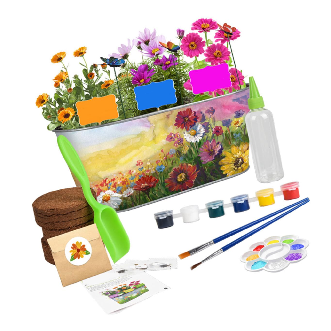 BESPORTBLE Kit de Cultivo de Plantas y Flores para Niños, Jardinería Interior DIY, Maceta de Hierro, Set Artístico Educativo y Seguro para Manualidades y Crecimiento de Hierbas Aromáticas