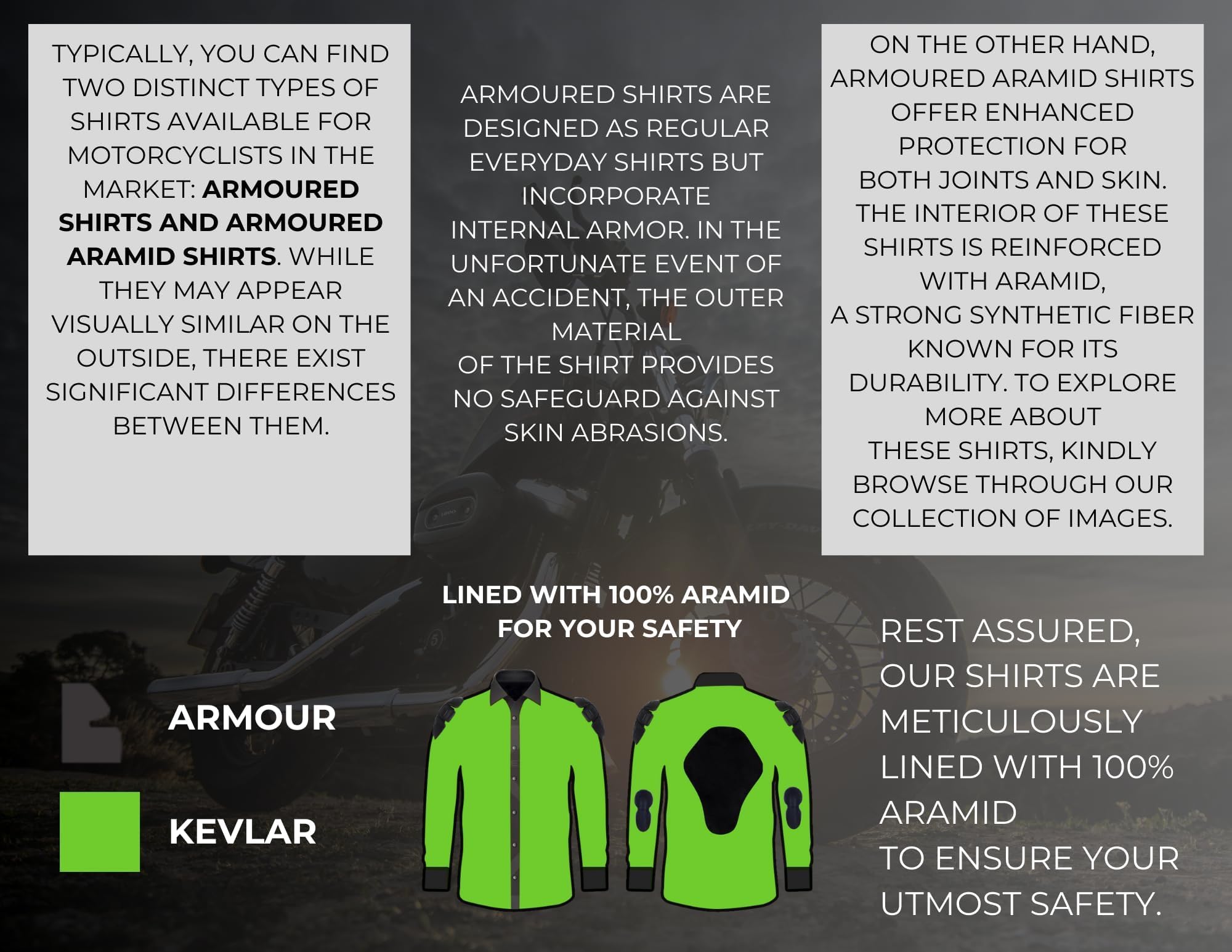 Bikers Gear - Chaqueta de motocicleta para mujer, camisa blindada de Kevlar de 280 g/m², aramida Dupont™ Kevlar® con protección CE