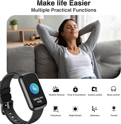 Miniatura 5 de Rastreador de actividad física, relojes inteligentes para mujeres y hombres con monitor de frecuencia cardíaca 247presión arterialoxígeno en sangre,