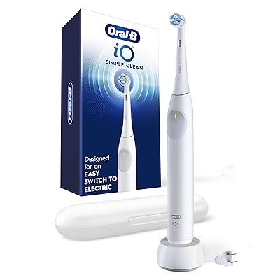 Oral-B iO Simple Clean Rechargeable Electric Powered Toothbrush, Night Black with 1 Gentle Care Brush Head and 1 Black Travel Case - Automatic Pressure Sensor to Protect Gums - 3 Modes - 2 Min Timer