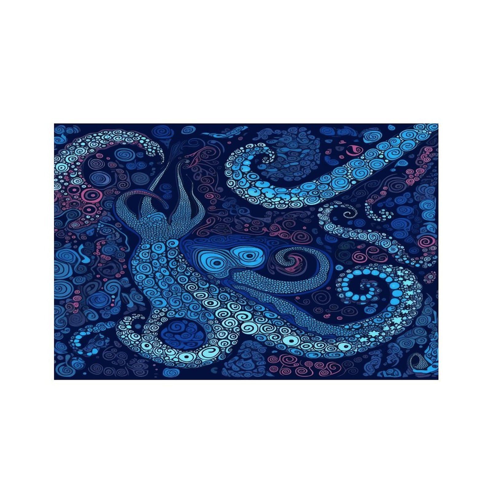 Blue Octopus Placemats Non-Slip Heat Resistant Table Mats Flax Washable Cloth Place Mats Easy to Clean Premium Placemat for Kitchen Dining Table Decor Party Outdoor