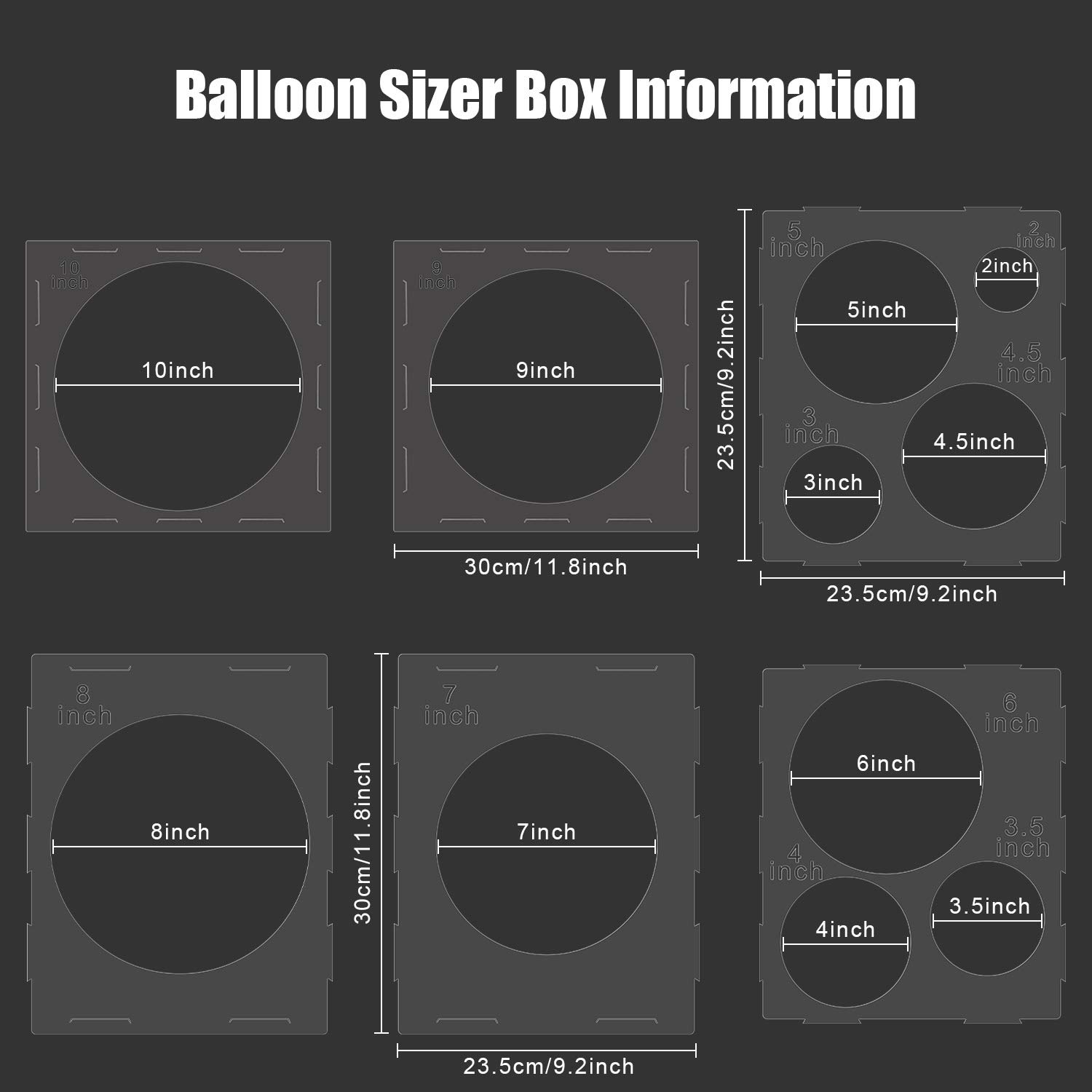 BODYA Scatola Di Misurazione Per Palloncini 11 Fori - Stampo In Plastica Da 5 A 25 Cm (2-10 Pollici) Per Decorazioni Feste