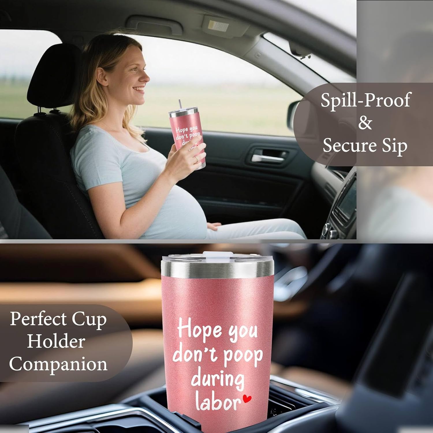 New Mom Gifts for Pregnant Women Pregnancy Gifts for Expecting Mom to be 20 Oz Rose Gold Tumbler Cup for First Time Moms Wife Friend Sister Mother's Day Gender Reveals Christmas Presents - Image 6