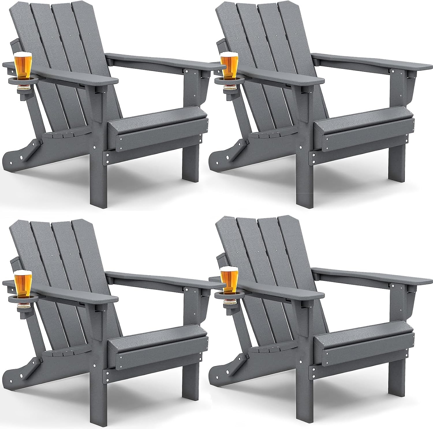 GARDENSTAR Adirondack Chair Set of 4 Oversized Folding Adirondack Chairs Recyclable