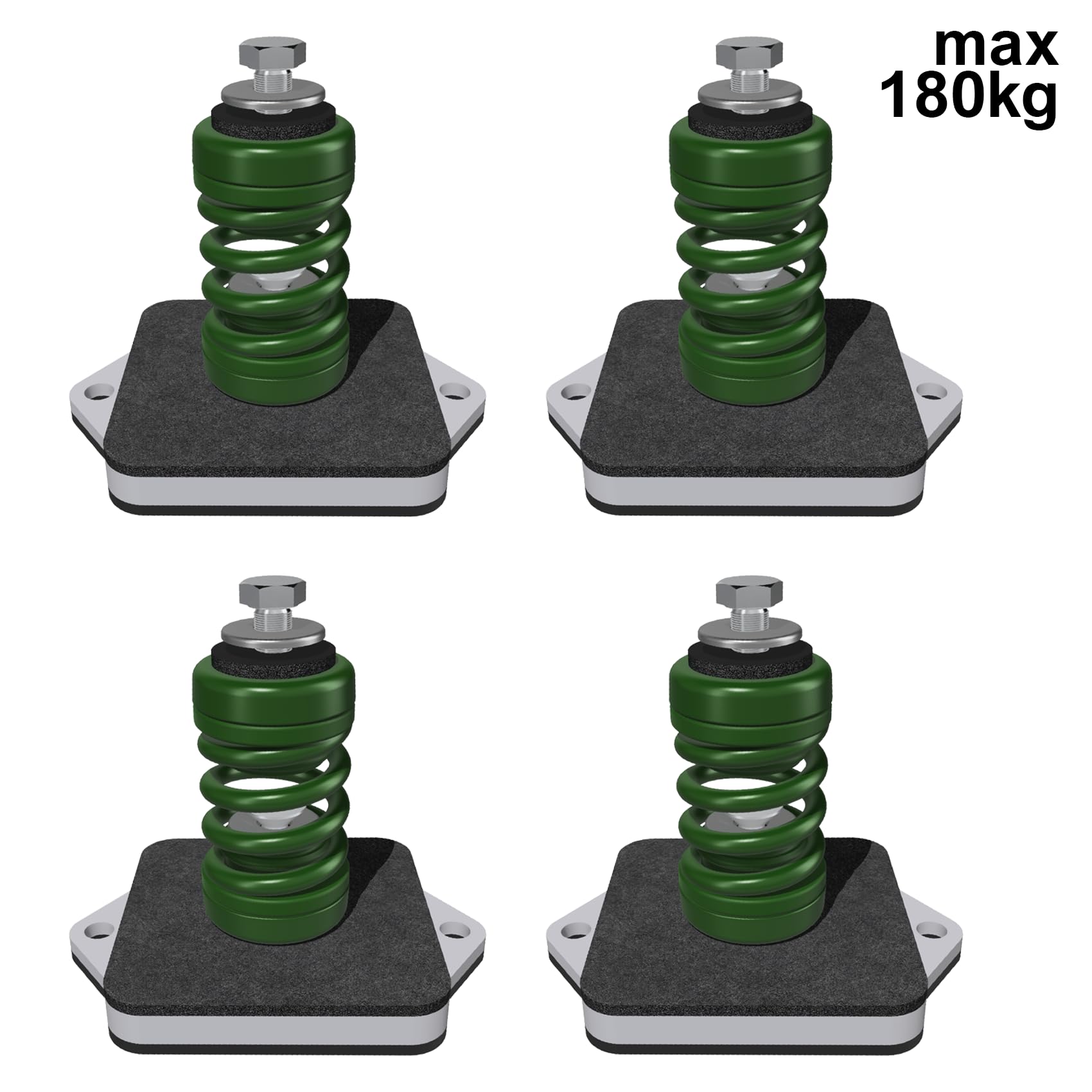Senor Antivibrantes con Muelle para Unidades Exteriores de Sistemas de Climatización, Soportes Antivibratorios para Motores de Aire Acondicionado, Megol, Juego de 4, Capacidad Máx 180 Kg (Verde)