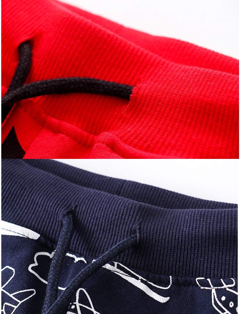 Toddler Baby Boy's Cartoon Print Dinosaur Car Animal Cotton Pants Drawstring Elastic Sweatpant(2-Pack 3-Pack) - Image 4