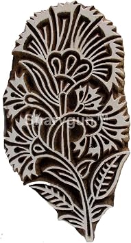 Sharvgun Indian Handcarved Flower Motif Printing Blocks Craft Art Textile Pottery Henna Tattoo Scrapbook Wooden Stamps Print Block