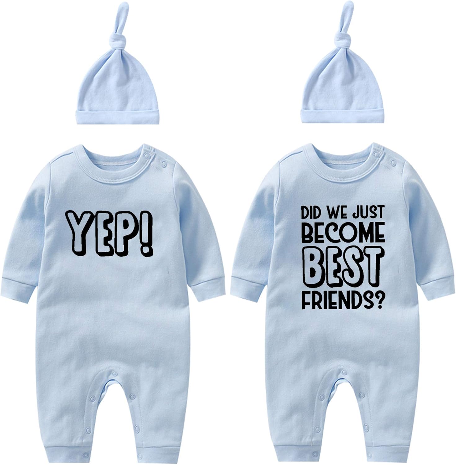 YSCULBUTOL Baby Romper Outfits Baby Twins Did We Just Become Best Friends Bodysuits Baby Girl Clothes Set