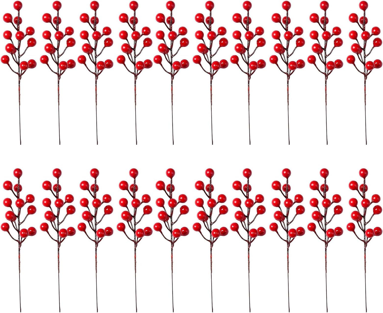 20 Pack Red Berry Stems Red Berry Picks Holly Berries Branches For Decorations Crafts Wedding Holiday Season Winter Dcor Home Decor Cute Wedding Centerpieces (Red, One Size)