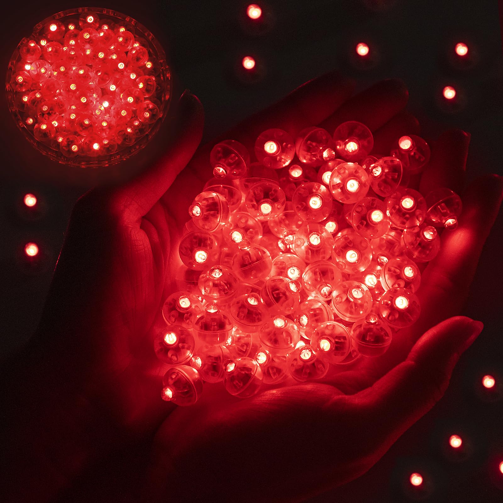 100pcs Balloon Lights Mini Led Lights Round Long Standby Time Multicolor Paper Lantern Balloons Lamps for Birthday Party Christmas Halloween Decoration Red