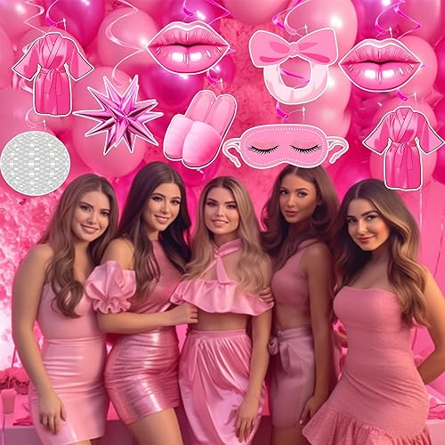 Miniatura 6 de Pre-strung Hot Pink Party Decorations Spa Party Decorations Spa Birthday Party Supplies for Girls Slumber Party Decorations Bachelorette Party