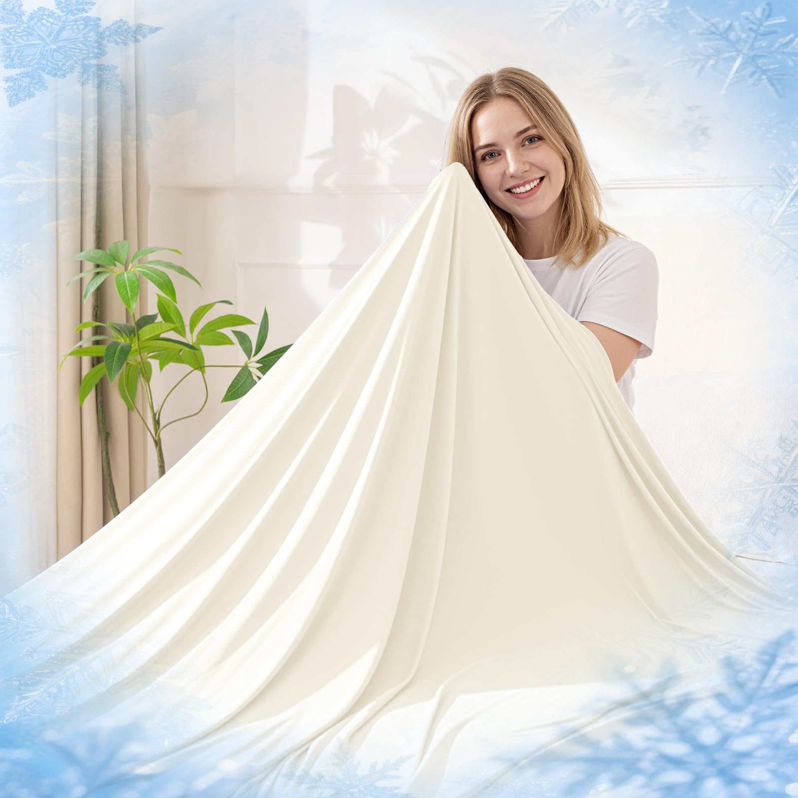 RUMBALUXY Kühlende Decke für Menschen mit Nachtschweiß, Doppelseitige Kühldecke mit Japanischen Q-Max >0,45 Arc-Chill Fasern, Leichte & Atmungsaktive Sommerdecke für Sofa, Reisen & Camping