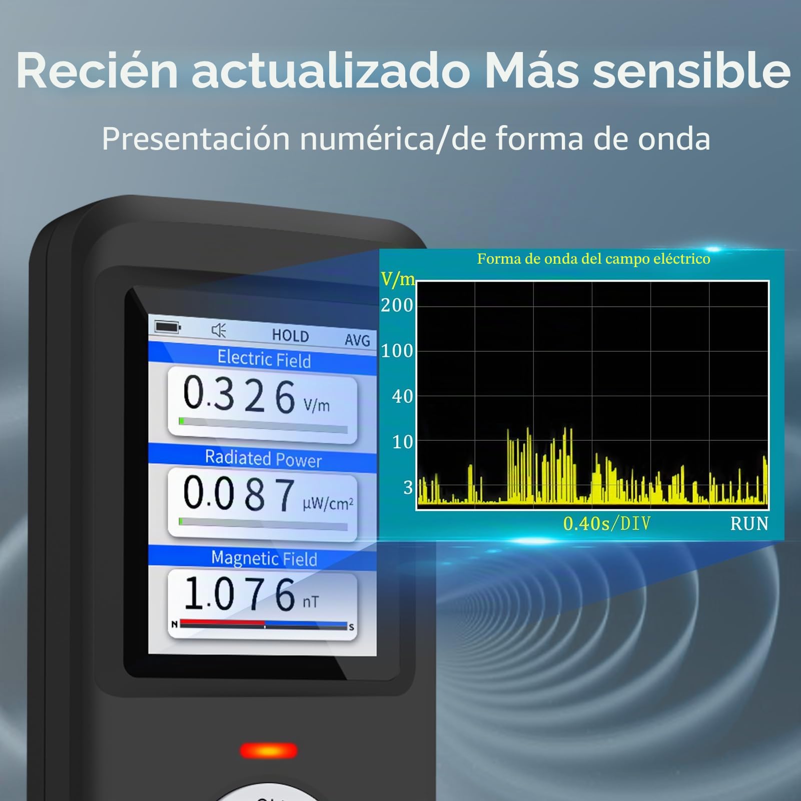 Medidor EMF Actualizado, 3 en 1 Digital/Gráfico Detector de Radiación de Campo Electromagnético para EF/RF/MF, Detector EMF Digital de Mano con LCD para la caza de fantasmas, Hogar, Oficina