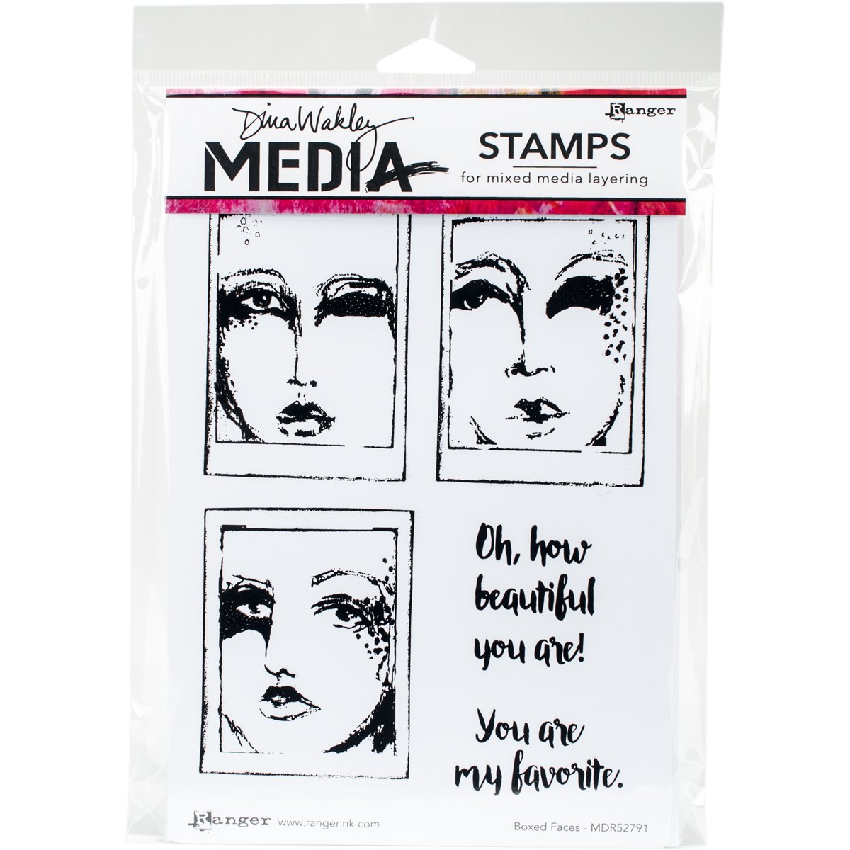 Ranger Boxed Faces Dina Wakley Media Cling Stamps, 6