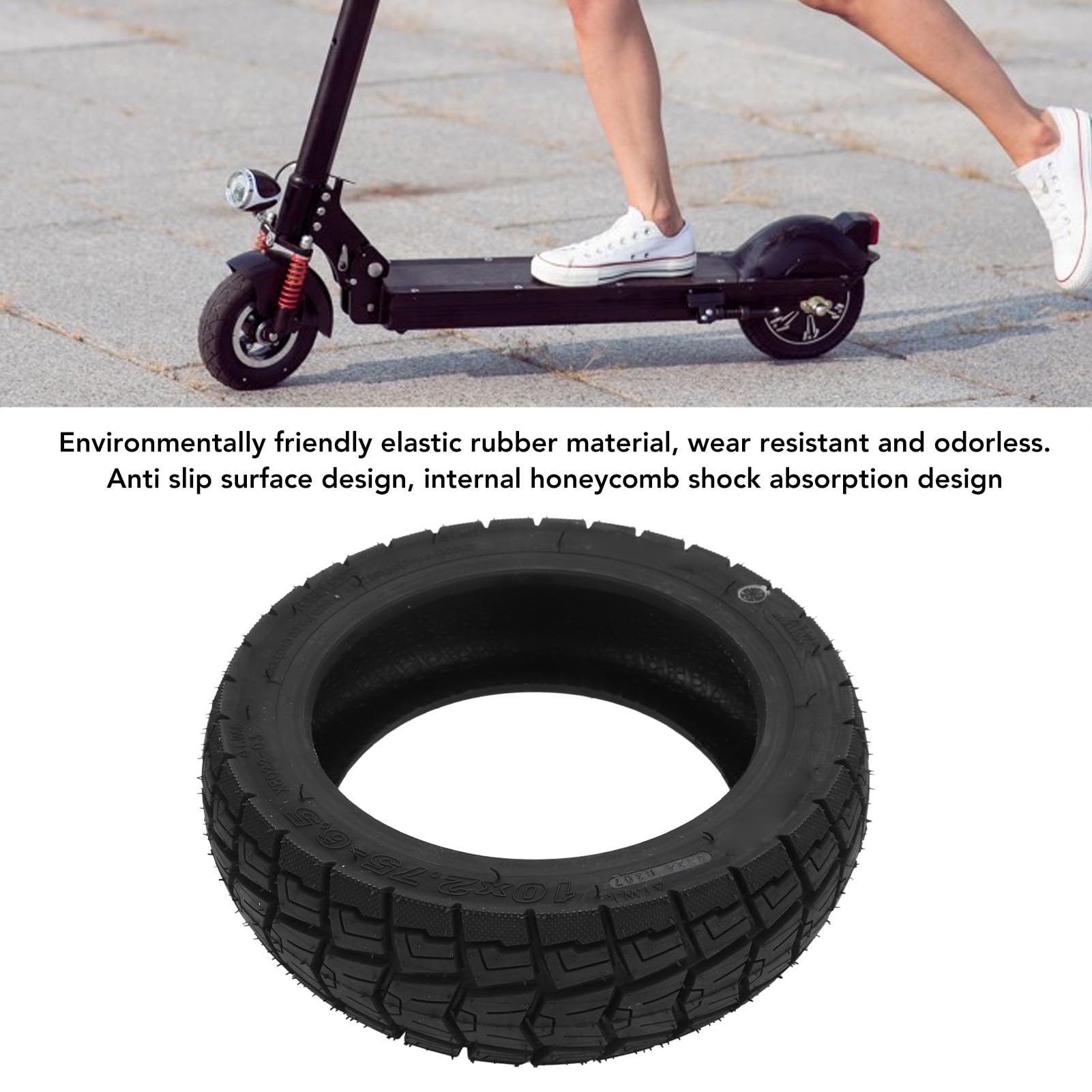 Tire de Scooter électrique, 10x2, 75-6, 5 Rubber sans Glissement de Scooter à Vide de