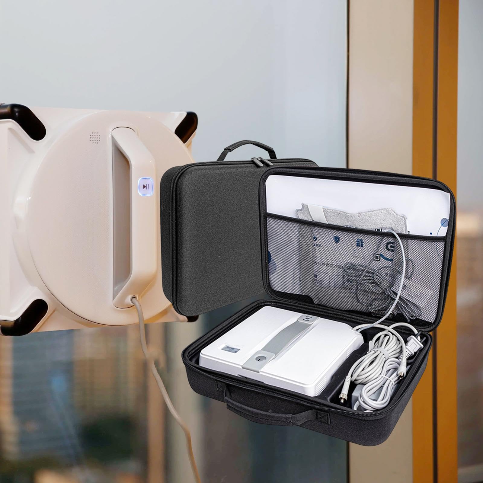 Bothyi Storage Bag for Automatic Window Cleaner Organizer Practical Portable Wear Resistant Carrying Handbag for Smart Window Washer, Black